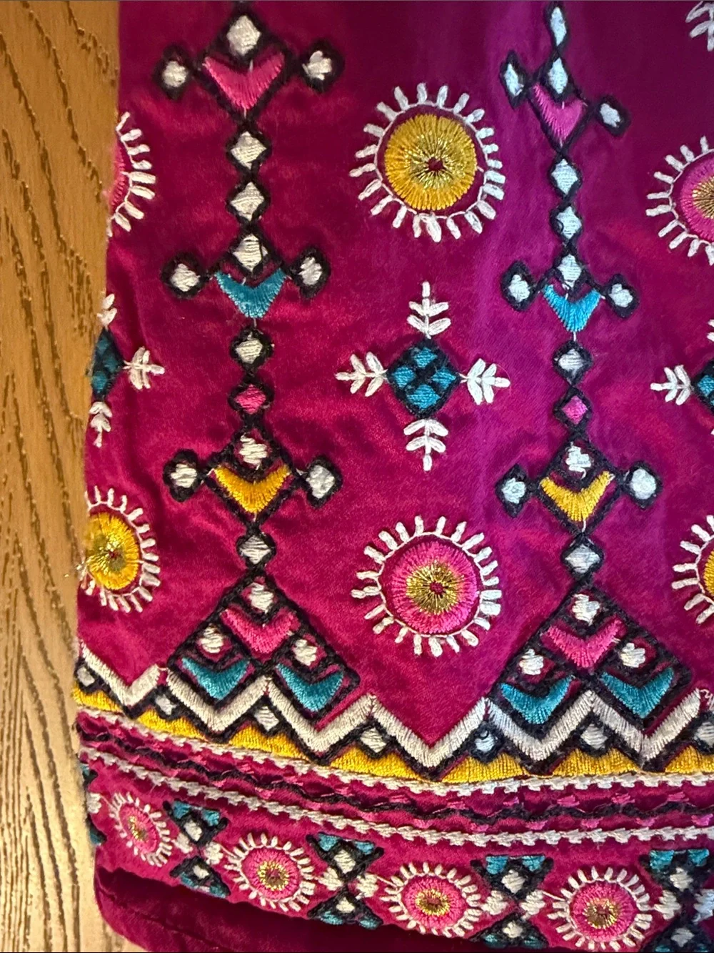 OshKosh B'gosh Magenta Embroidered Hem Dress with Blue Trim
